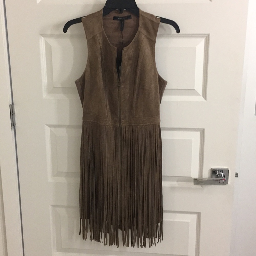BCBG western inspired fringe suede dress
